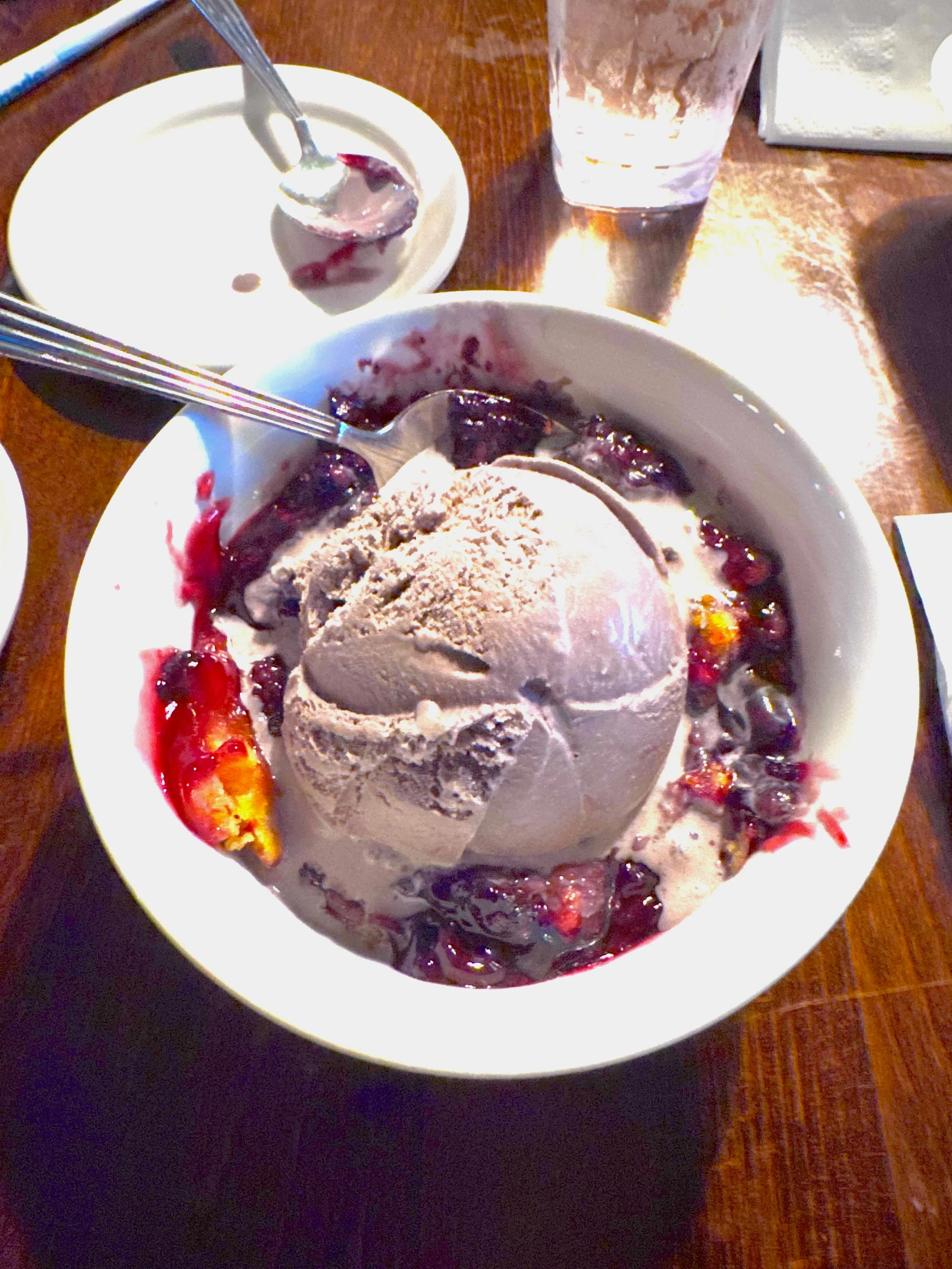 Blackberry cobbler and ice cream.jpeg