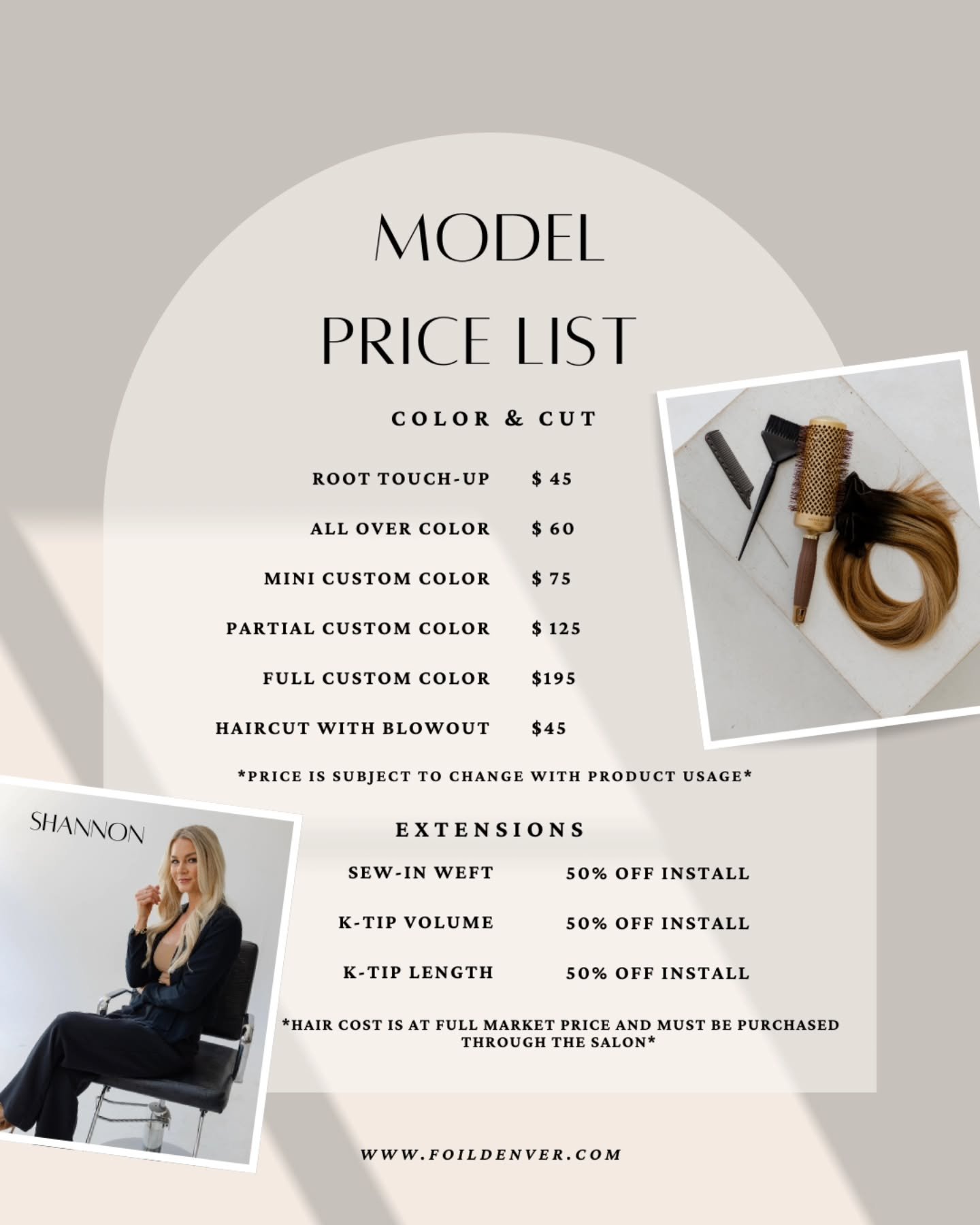 Say hello to Shannon&mdash;our rising star at Foil Salon. She&rsquo;s bringing fresh talent, an eye for detail, and a love for all things color, cutting, and extensions. And guess what? She&rsquo;s currently offering exclusive model pricing while she
