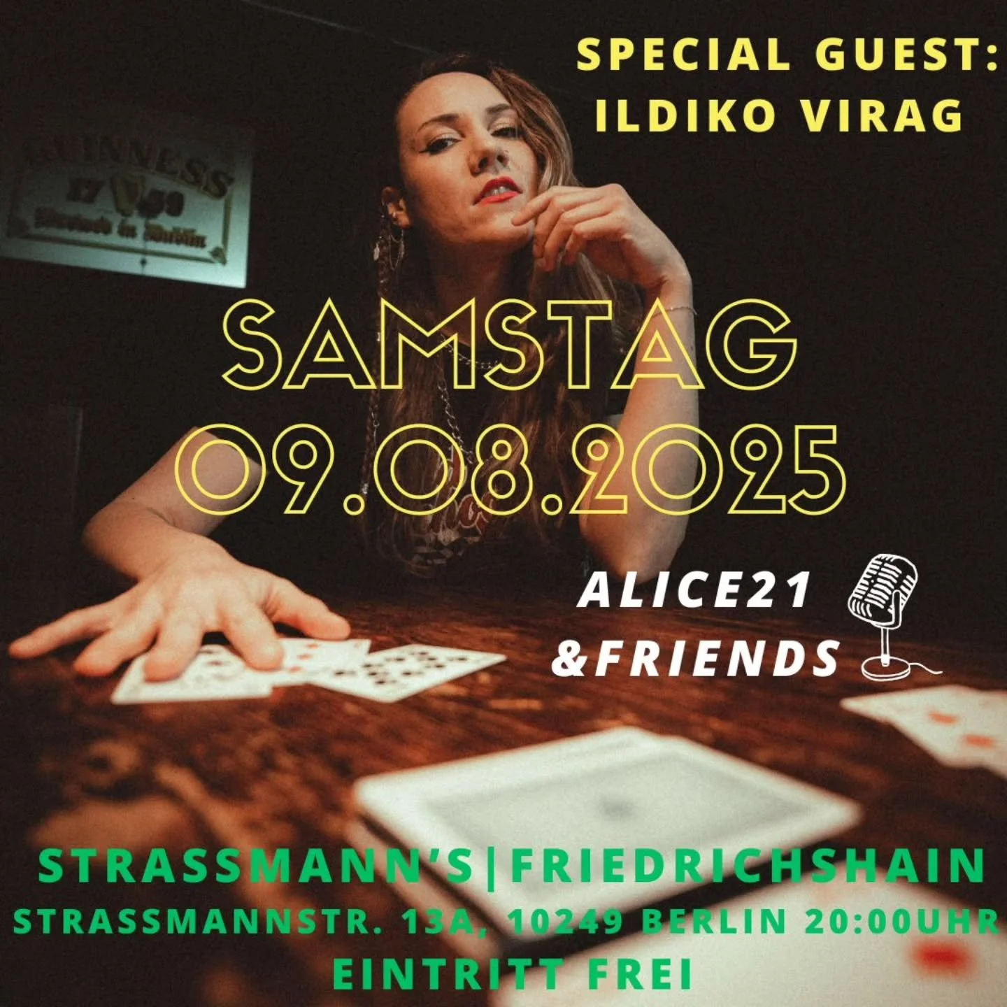 Bald ist Samstag 😁🎙🎶 

☆Was: Alice21&amp;Friend's - Konzert 

☆Special Guest: @ildikoviragmusic

☆Wo: @strassmannskneipe

☆Wann: 20:00Uhr

☆Eintritt: Frei

Wir freuen uns wieder mit Euch das Leben und die Musik zu feiern ❣️

🏷
#konzertinberlin #l