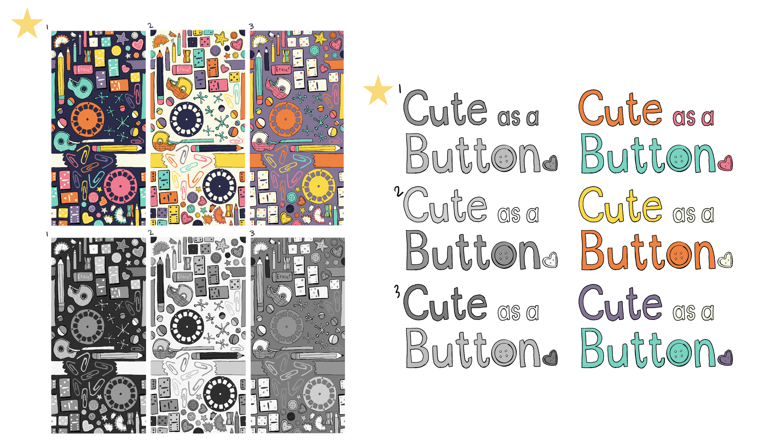 Color and value ideation for main pattern and placement graphic