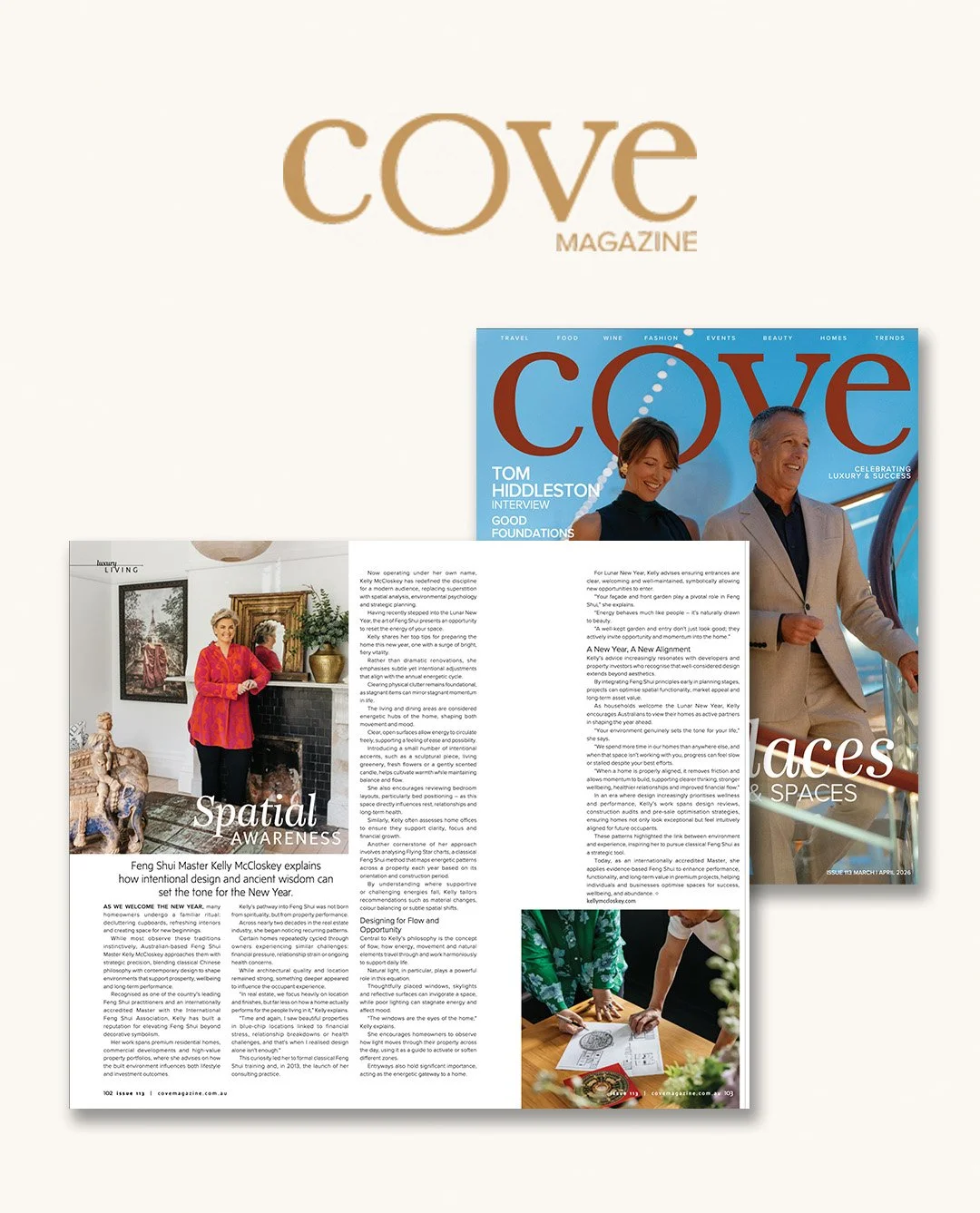 Melbourne Feng Shui Master Kelly McCloskey featured in Cove magazine