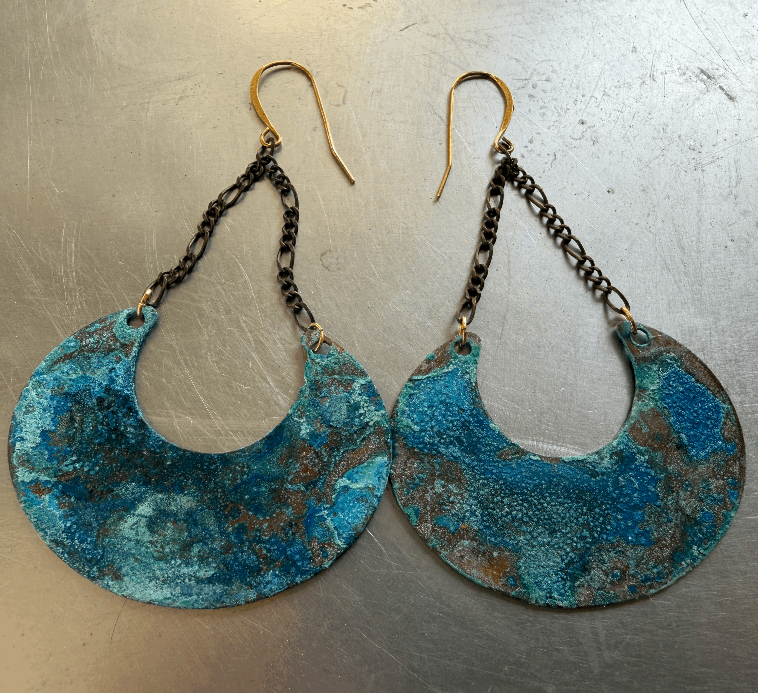 *Around the world* large patina hoops,