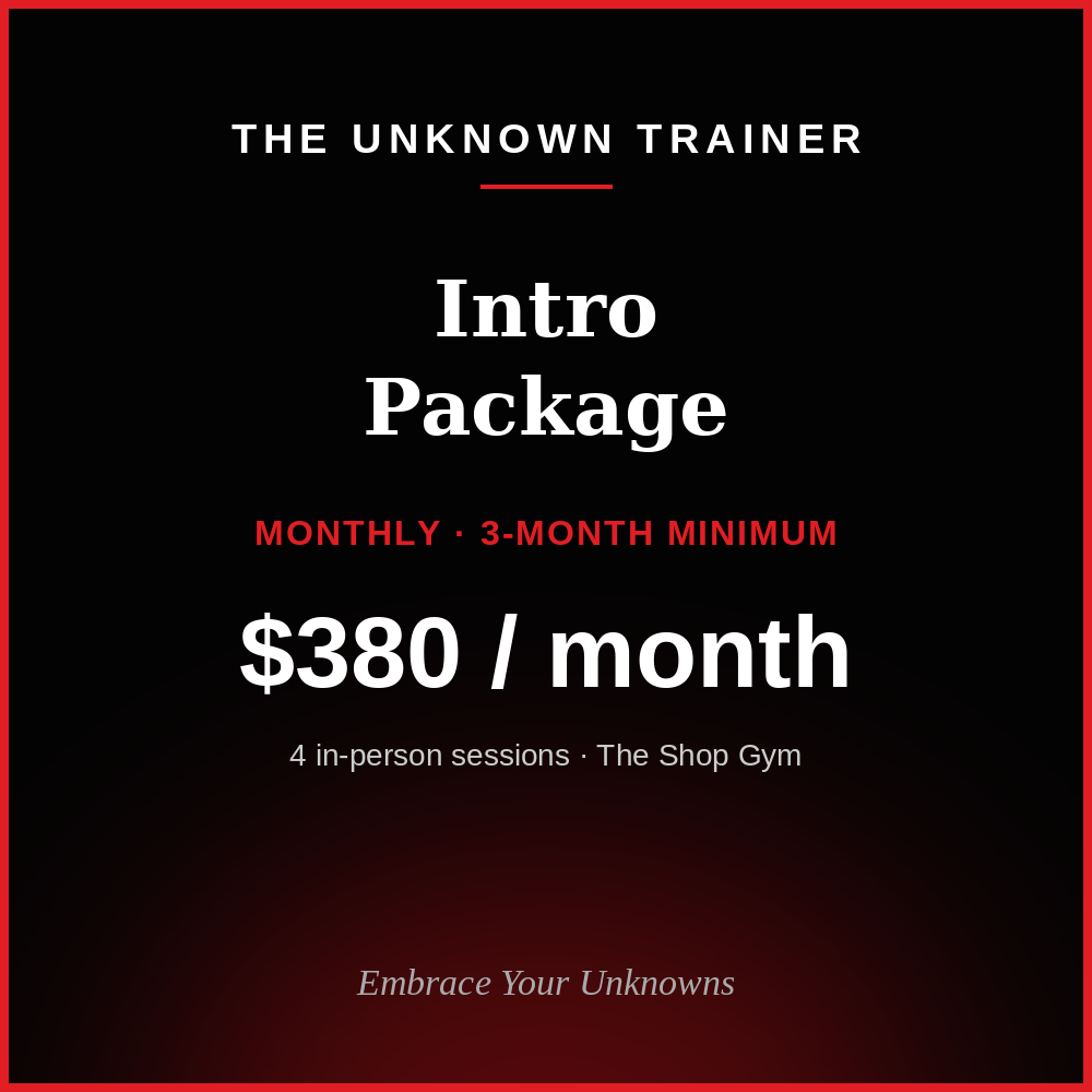 In-Person Training: Intro Package (4 Sessions per Month)