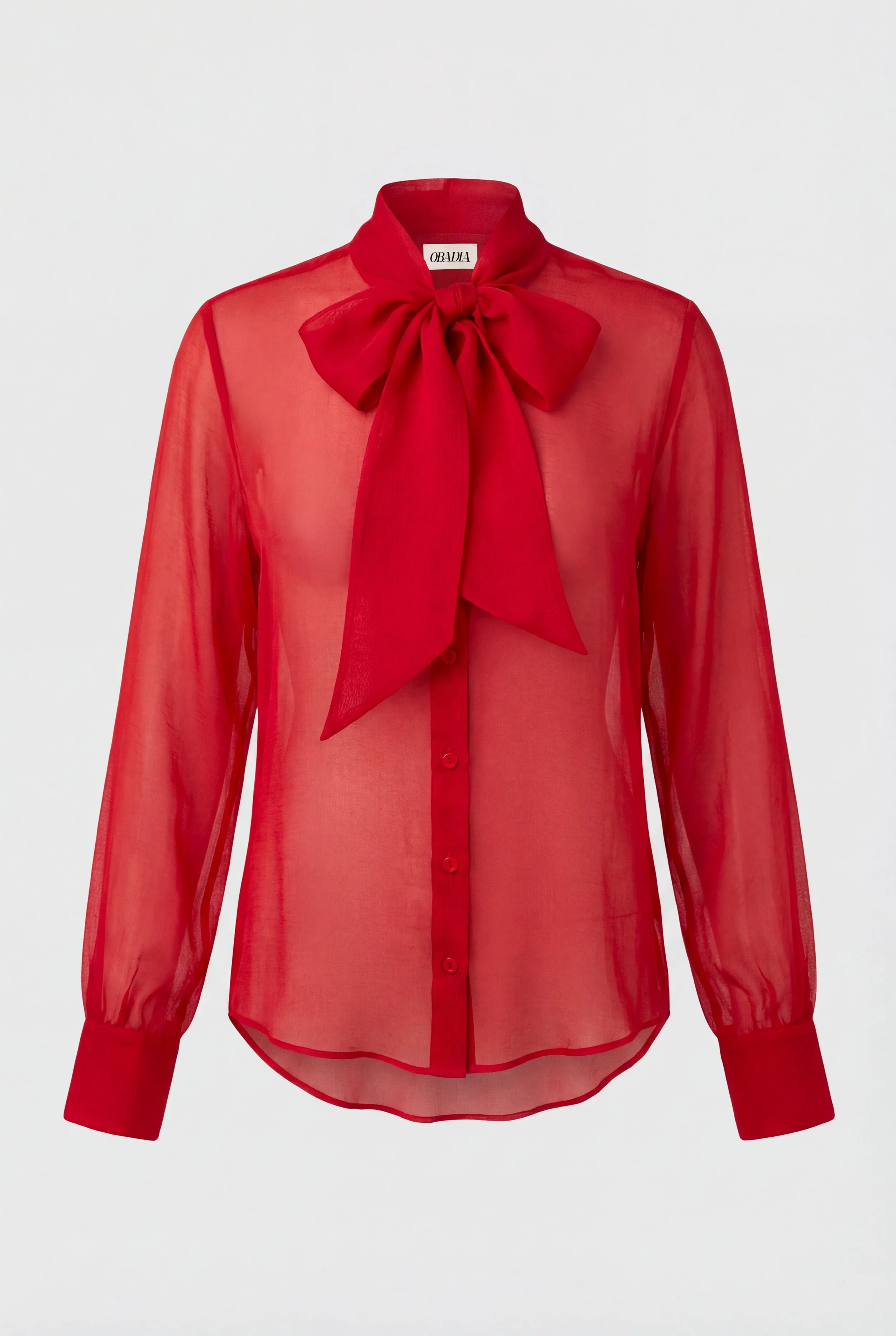 OBADIA Diane Shirt in red silk mousseline with Lavallière neck tie.jpg