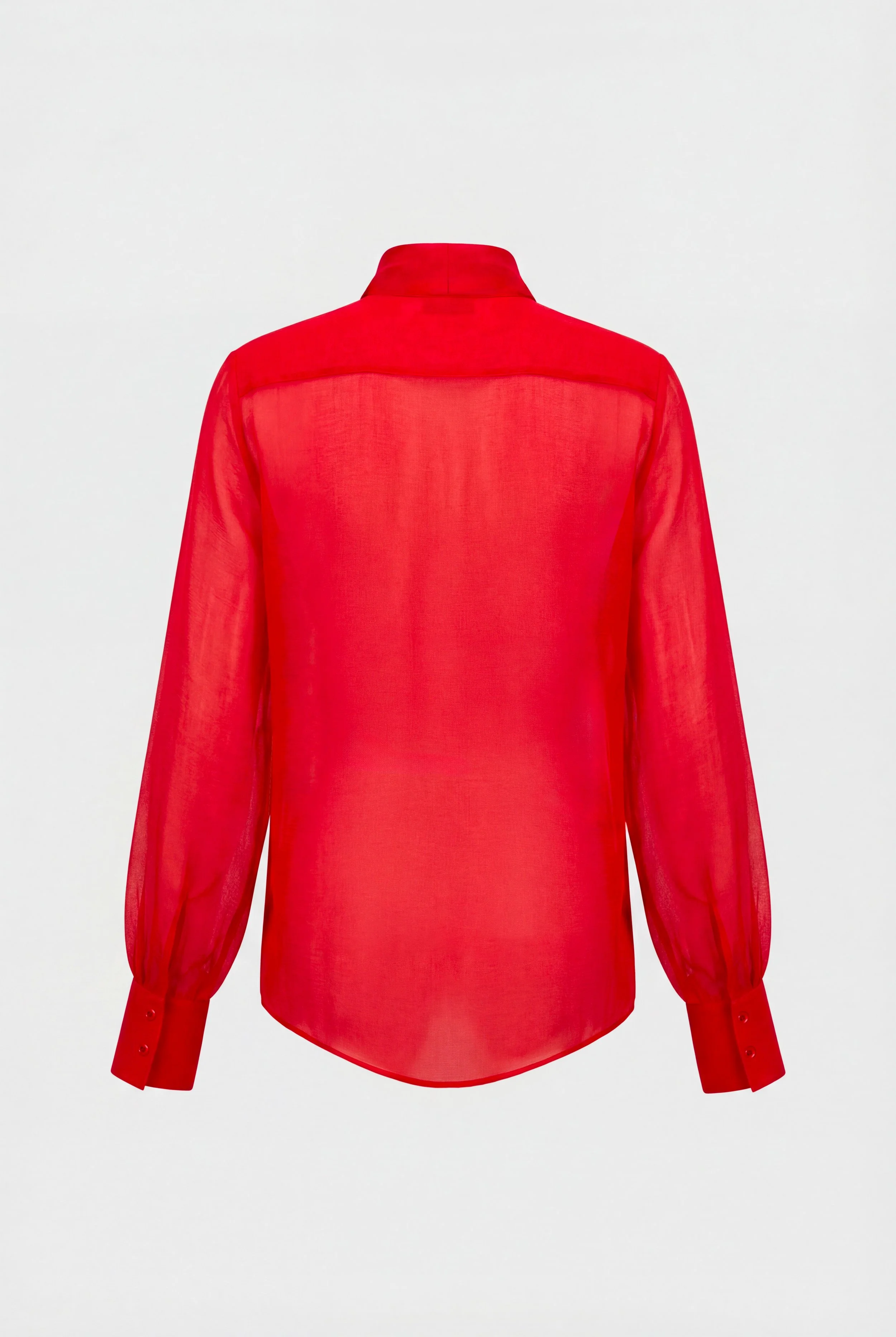 Back of OBADIA Diane Shirt in red silk mousseline with Lavallière neck tie.jpg