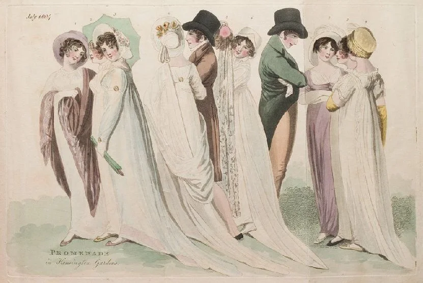 Promenade in Kensigton Garden, watercolours, 1804.