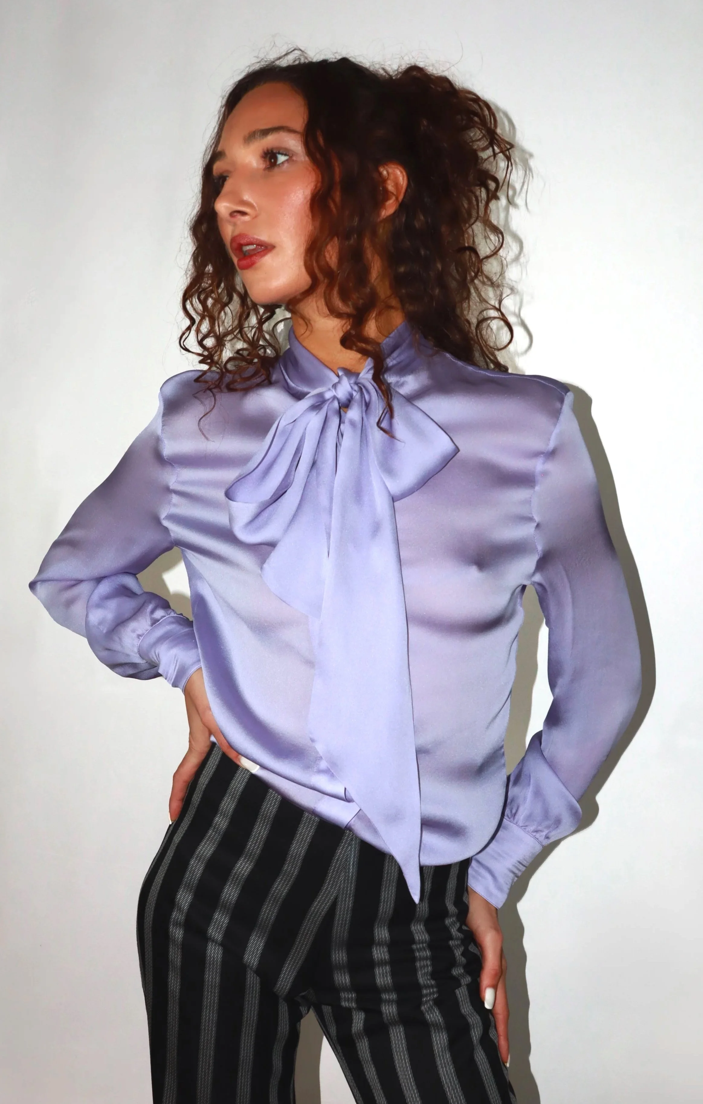 DIANE SHIRT - LAVENDER CHARMEUSE
