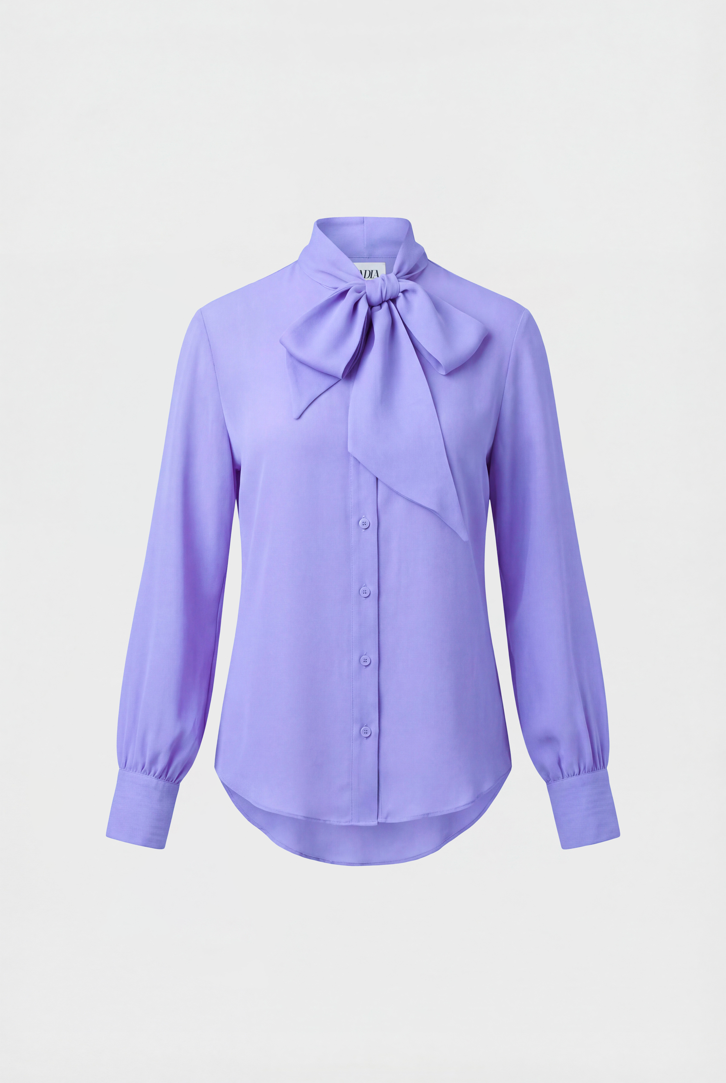 OBADIA Diane Shirt in lavender silk charmeuse with Lavallière neck tie