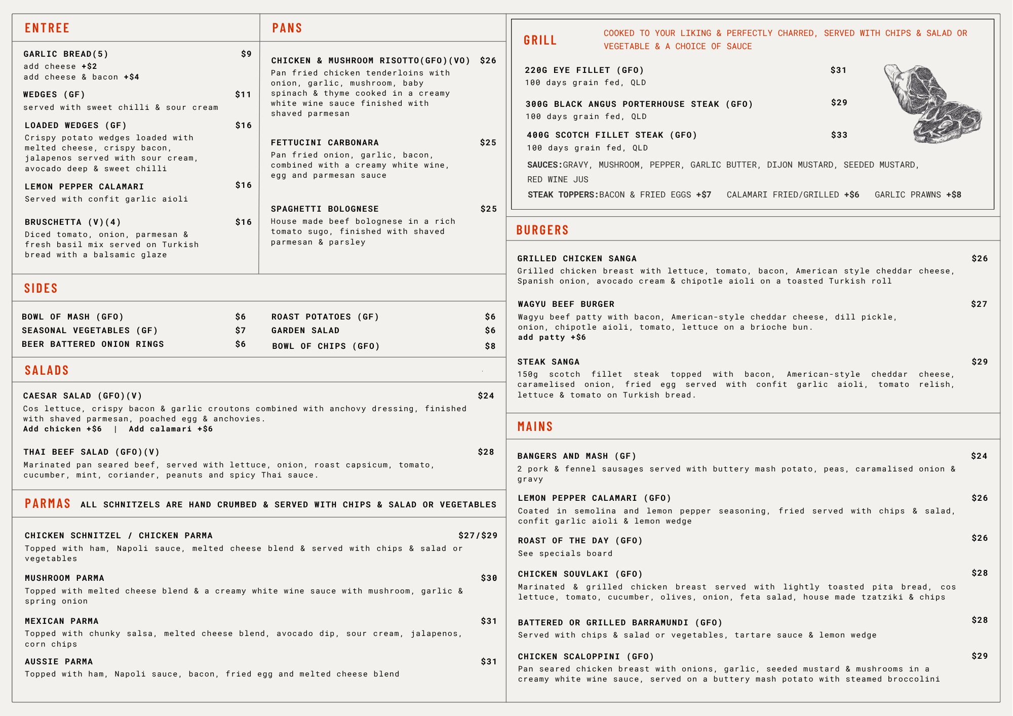 Menu — The Junction Hotel