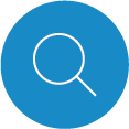Magnifying glass icon with a blue background