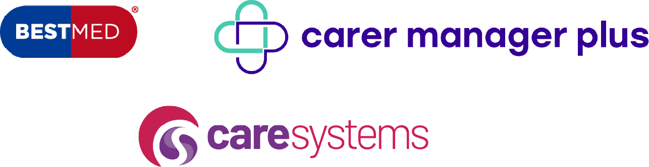 Logos for Bestmed, Carer Manager Plus, and CareSystems