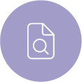Icon of a document with a magnifying glass