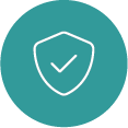 Green shield icon with a checkmark in the center