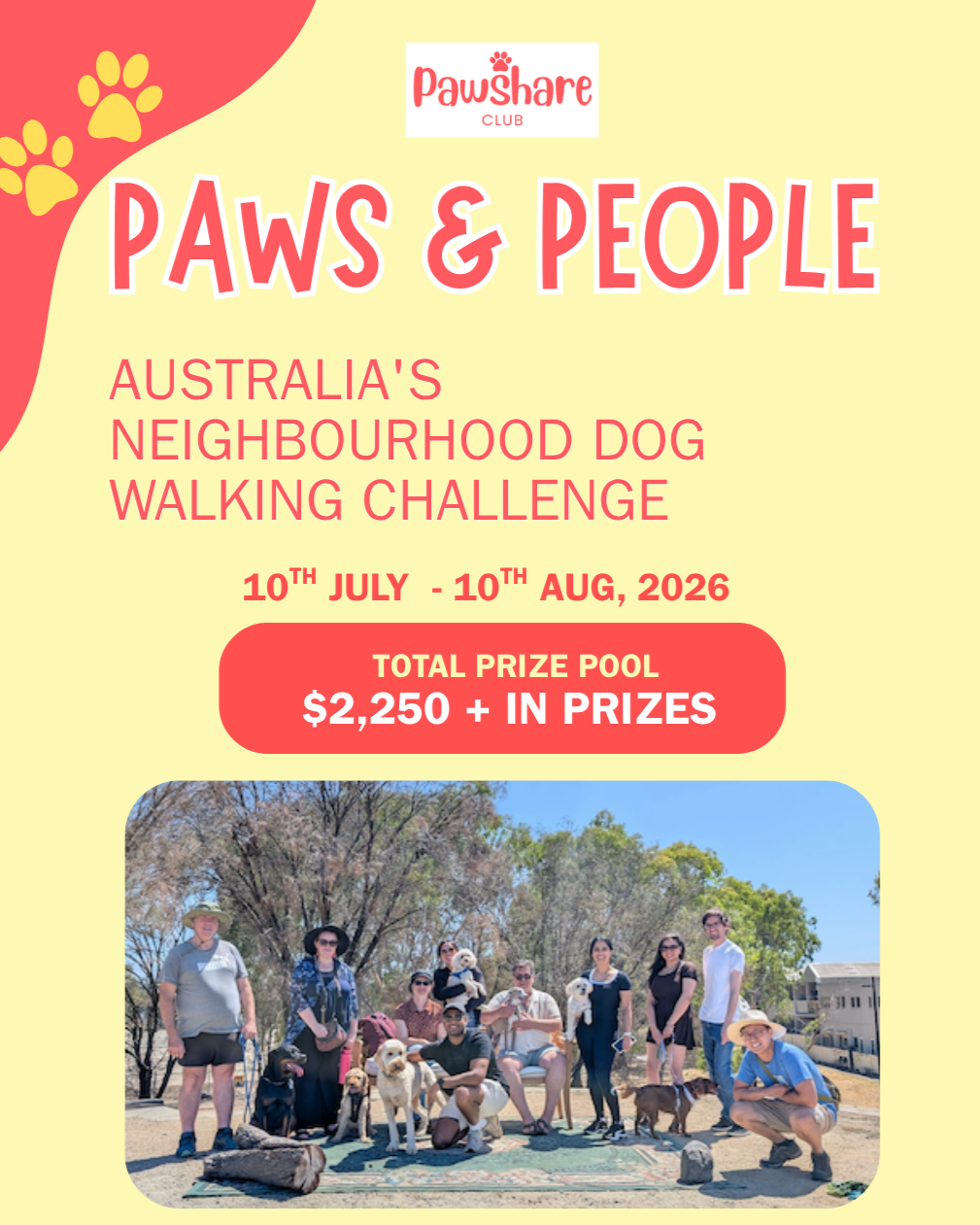 Australia's neighbourhood dog walking challenge from July to August 2926
