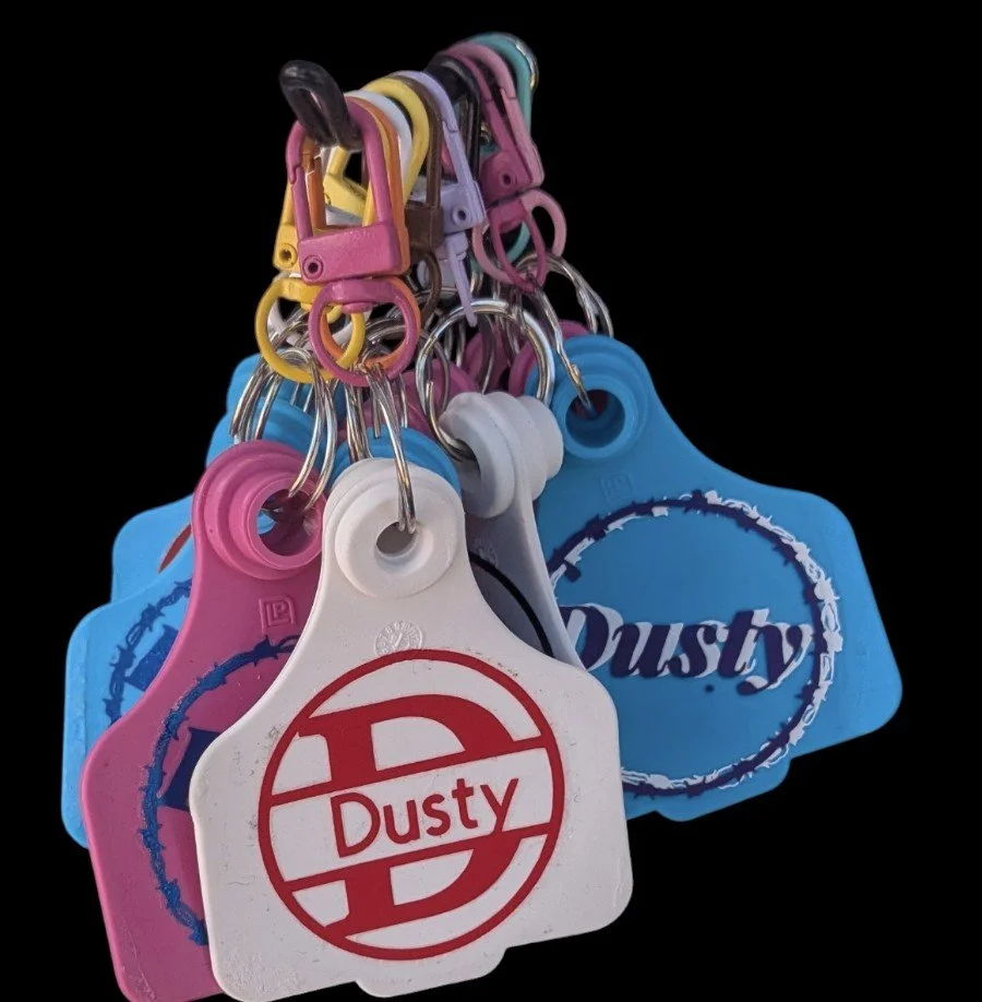 Custom Cattle Tag Key Rings by Dusty Australia