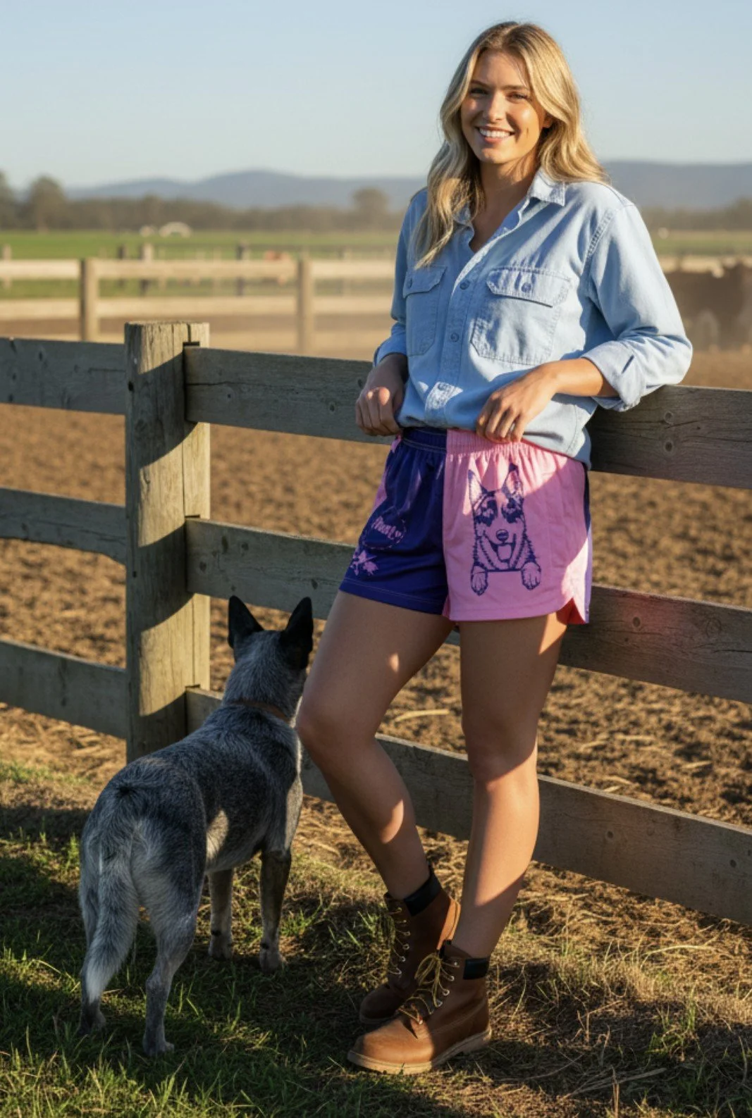 ladies blue dog shorts.png