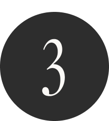 Number three on a black circular background