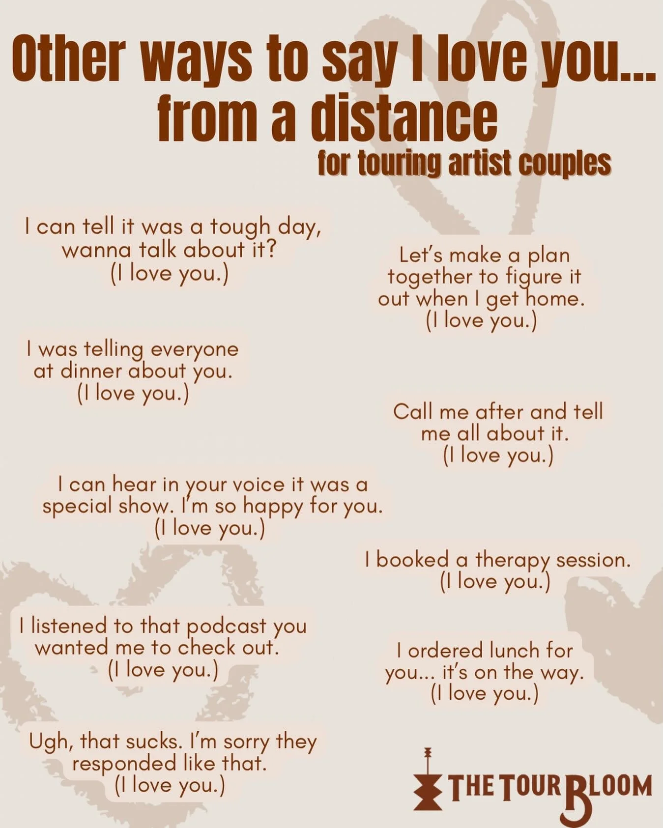 Happy Valentines, lovers! Intentional presence > presents 🙃🧸🤎

#thetourbloom
#artistguardian
#relationshipsontheroad