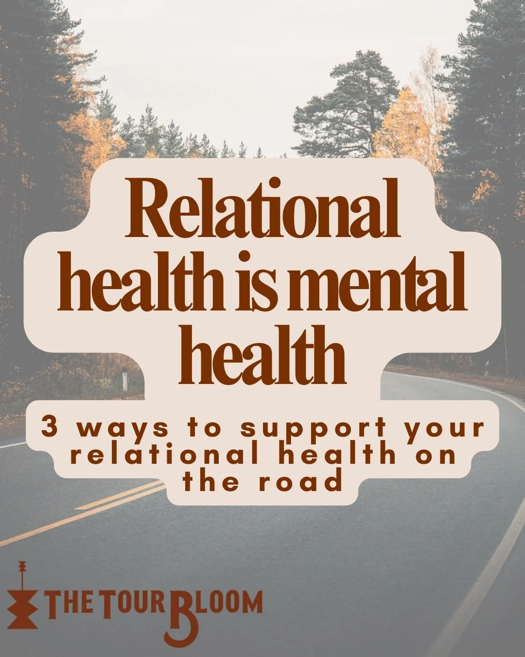 Relational health is mental health&hellip; and touring makes relationships tricker 👀 

Your mental health is not an island.. it&rsquo;s connected to all of the parts of your wellness, which means that anytime you improve your physical + relational +
