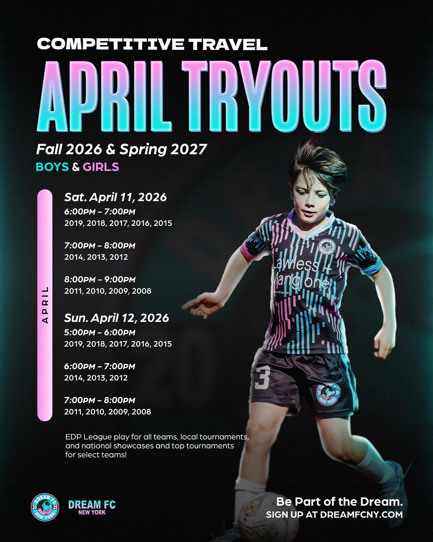 🚨Competitive travel soccer. Real development. Real opportunities.⚽️
. 
If you&rsquo;re serious about your game and ready to be challenged&mdash;this is where it begins. Spots are limited and teams are filling fast.
.
If you missed the first round of