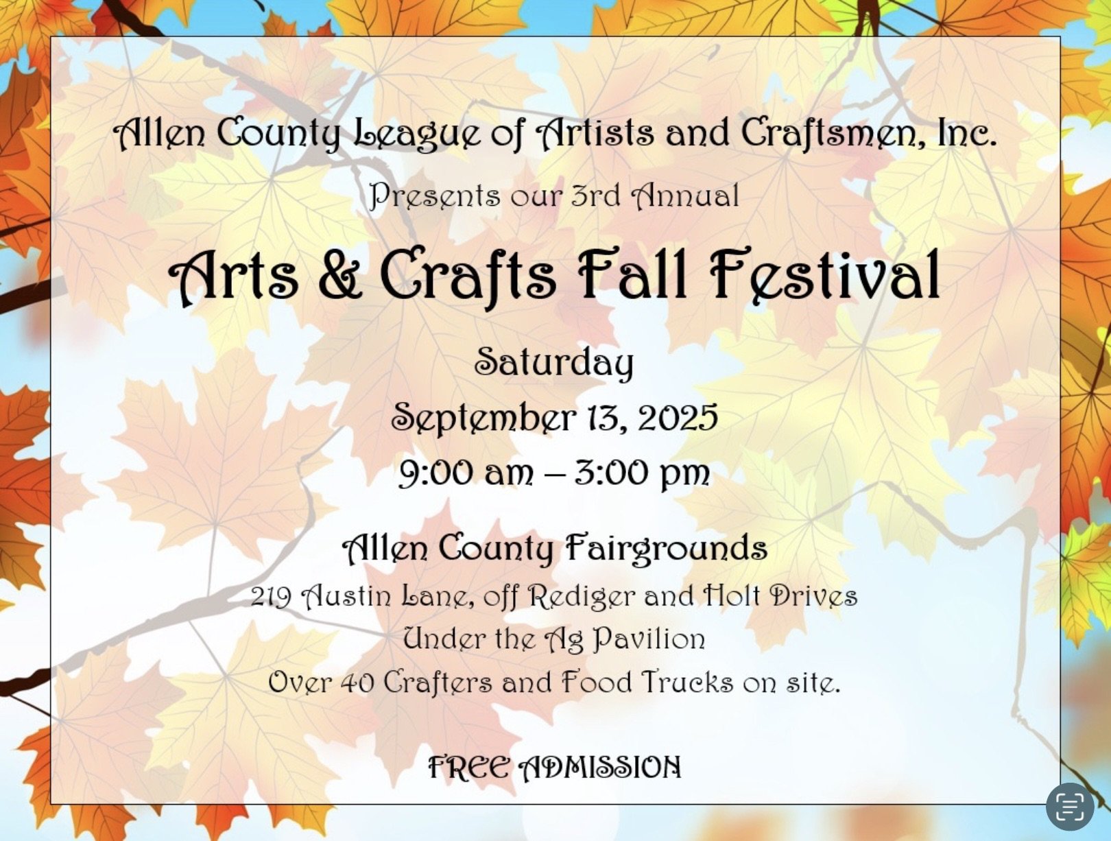 ACLAC 3rd Annual Arts & Crafts Fall Festival