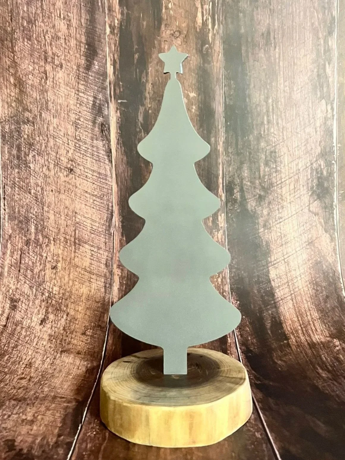 Standing Christmas Tree on Wood Base (Solid)