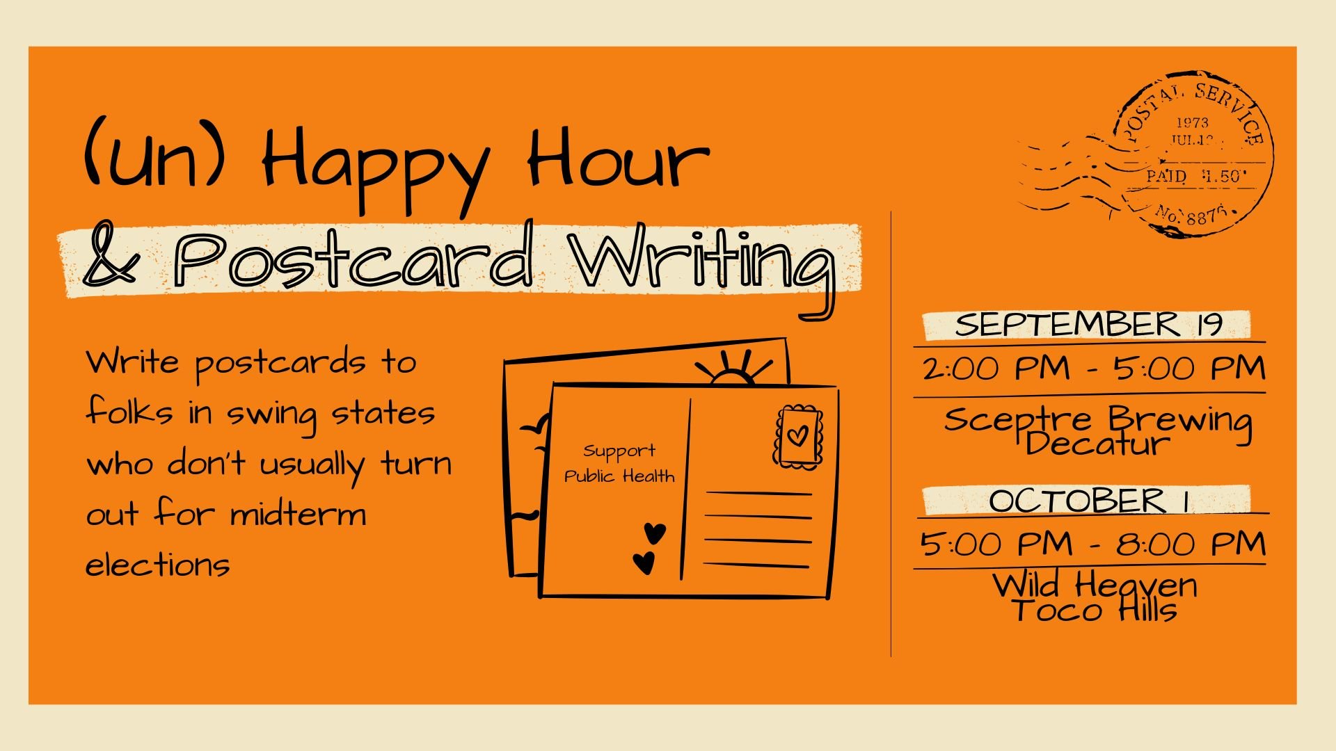 (Un) Happy Hour and Postcard Writing