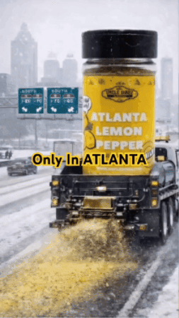 salt truck pouring lemon pepper salt on the highway in Atlanta