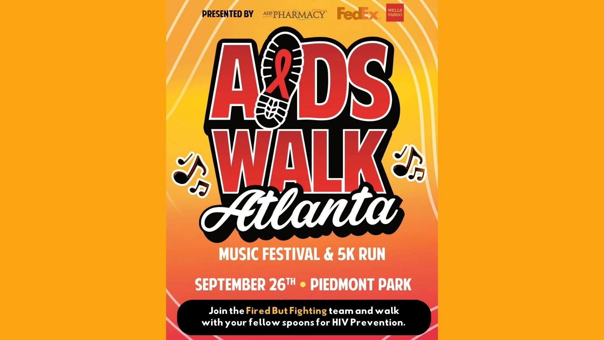 AIDS walk Atlanta; Music Festival & 5K run; September 26th; Piedmont Park