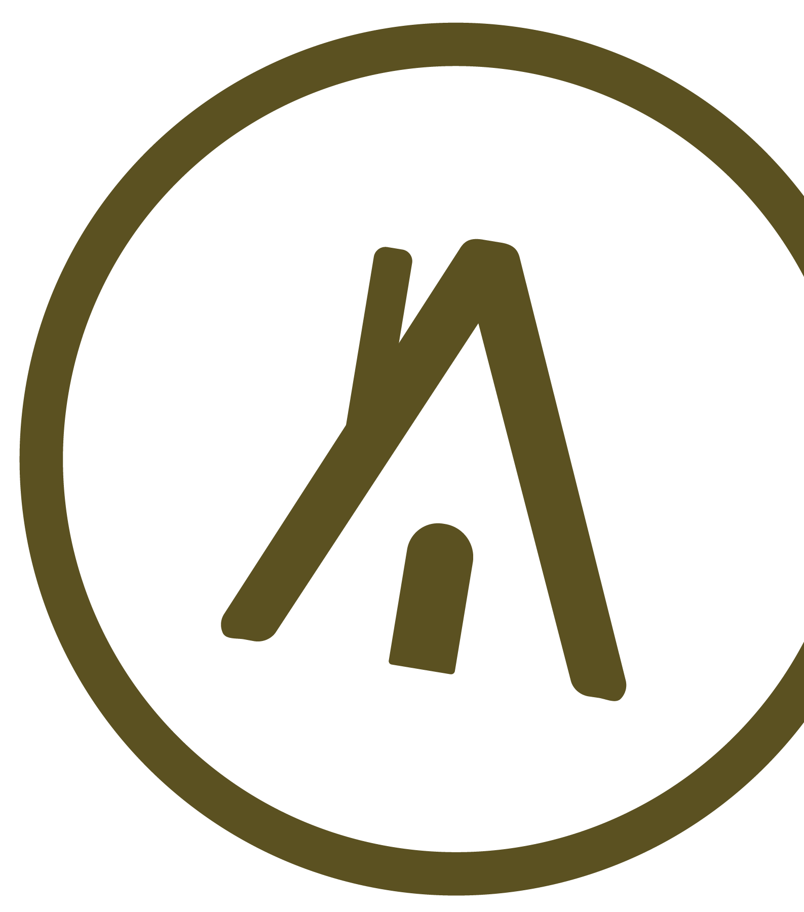 Gold and black circular logo with a stylized mountain graphic and a tent shape in the center.