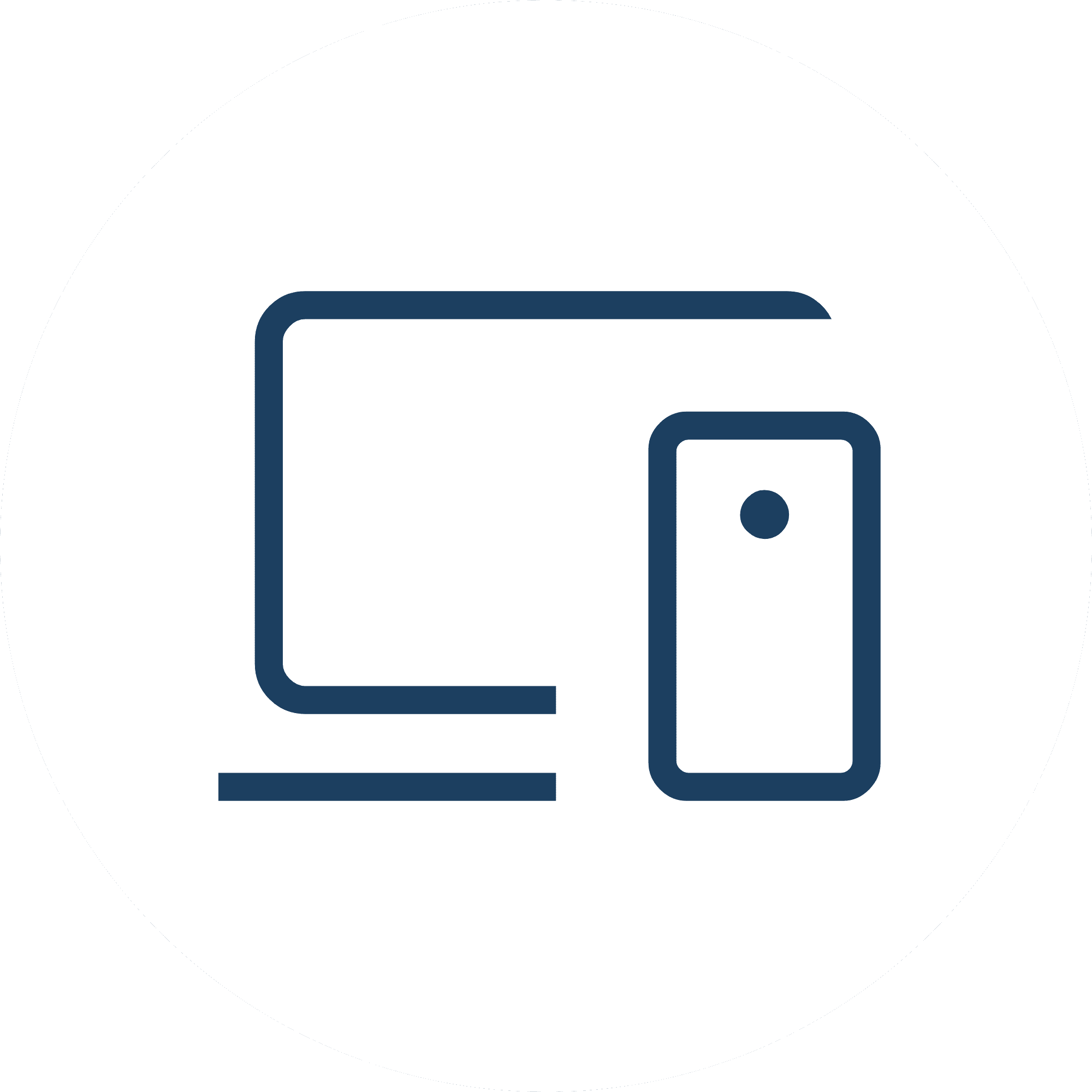 Responsive website and search preparation icon.