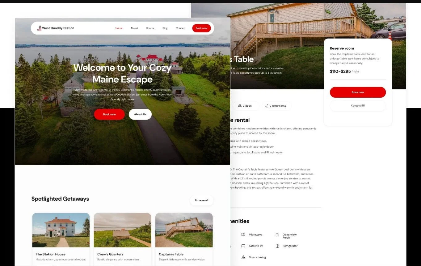 West Quoddy Station website migration and coastal lodging redesign.