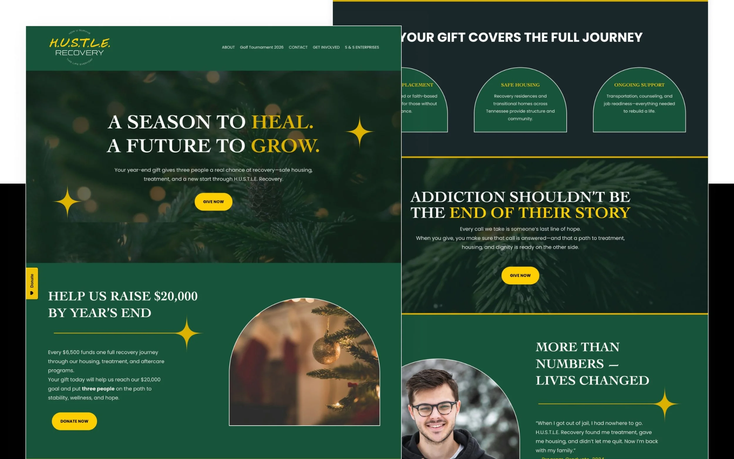 H.U.S.T.L.E. Recovery Year-End Giving Landing Page