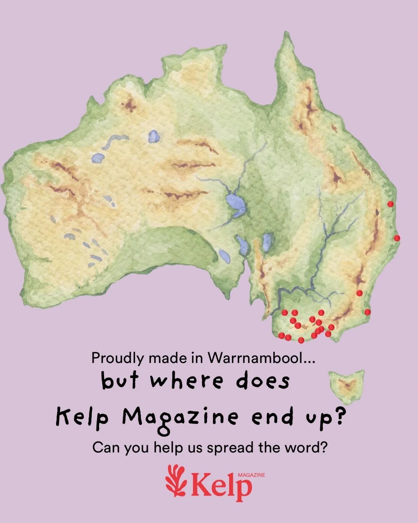 Kelp Magazine has made its way up to folks in sunny Queensland and NSW, it&rsquo;s read by Canberrians and down through the Peninsula and Melbourne. It&rsquo;s pretty popular along the surf coast, in Warrnambool and all the way down to Portland and w