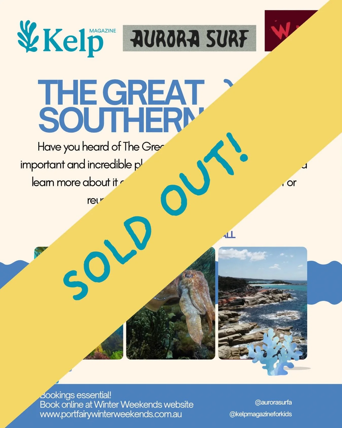 Thanks so much to all the wonderful folk who have booked in to our workshop this Sunday! See you all there with @aurorasurfa 

#portfairy #greatsouthernreef #workshopforkids
