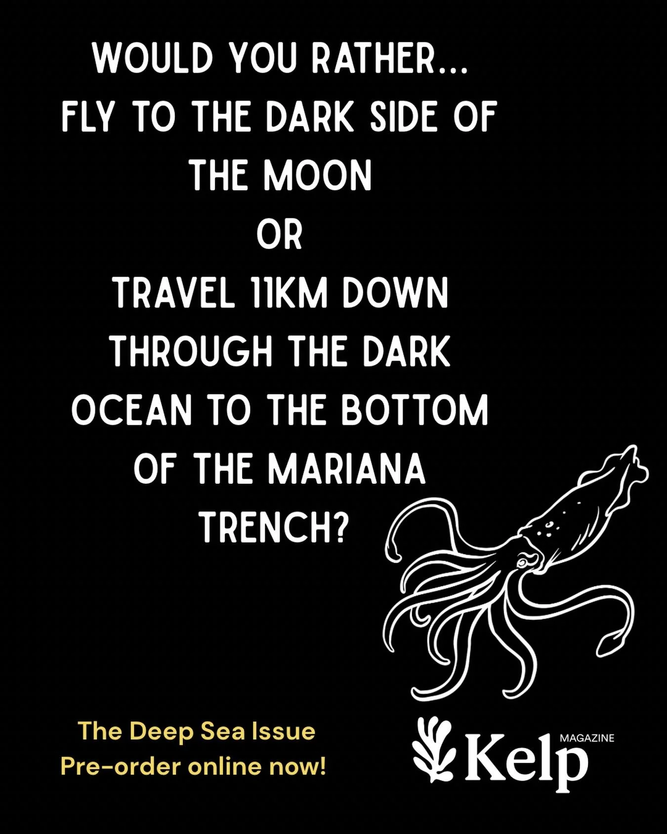 Kelp Magazine&rsquo;s fifth issue, The Deep Sea Issue is full of these kinds of tricky questions. 

Want to see more? Pre-order your copy now on our website. Get deep&hellip;and support this community magazine for kids! 

#wouldyourather #kelpmagazin