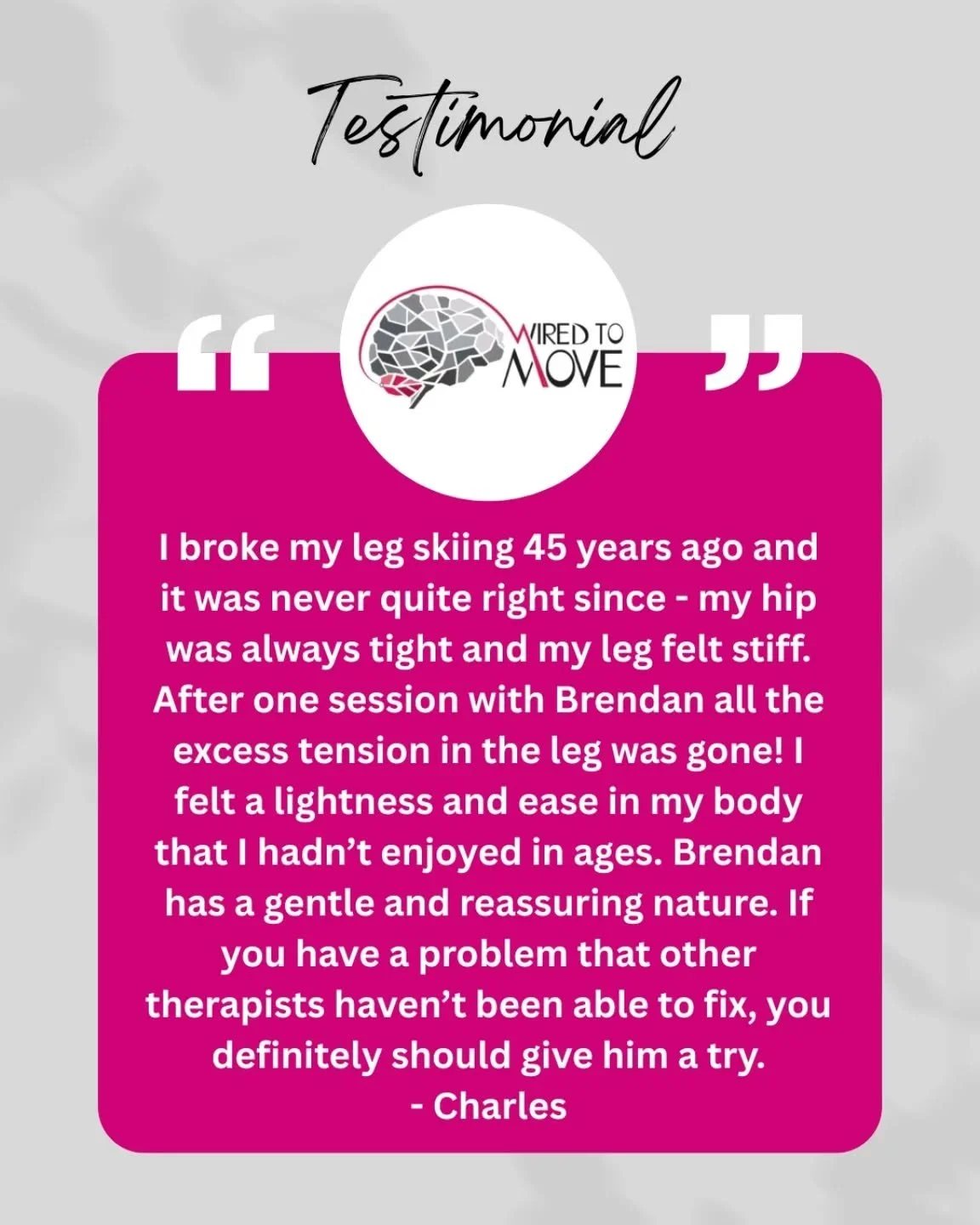 Seeing changes in pain, movement and confidence is always the goal but hearing someone feel more connected and capable in their body again is the part that matters most.

The body is always adapting. Sometimes it just needs clearer input and the righ