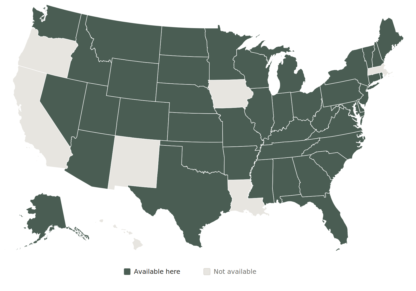 Map of PSYPACT States that Dr. Koverola is able to serve clients in.