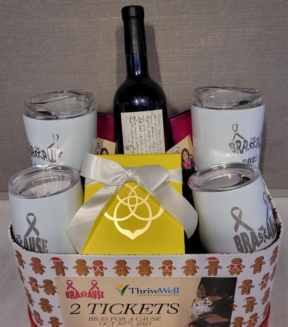 We’re so excited to see everyone tonight at Wassailfest—Be sure to find us on the circle near The Black Whale Pub and stop by to enter our incredible raffle giveaway. 🎟️
This amazing basket includes Bras for a Cause swag, a custom-desig