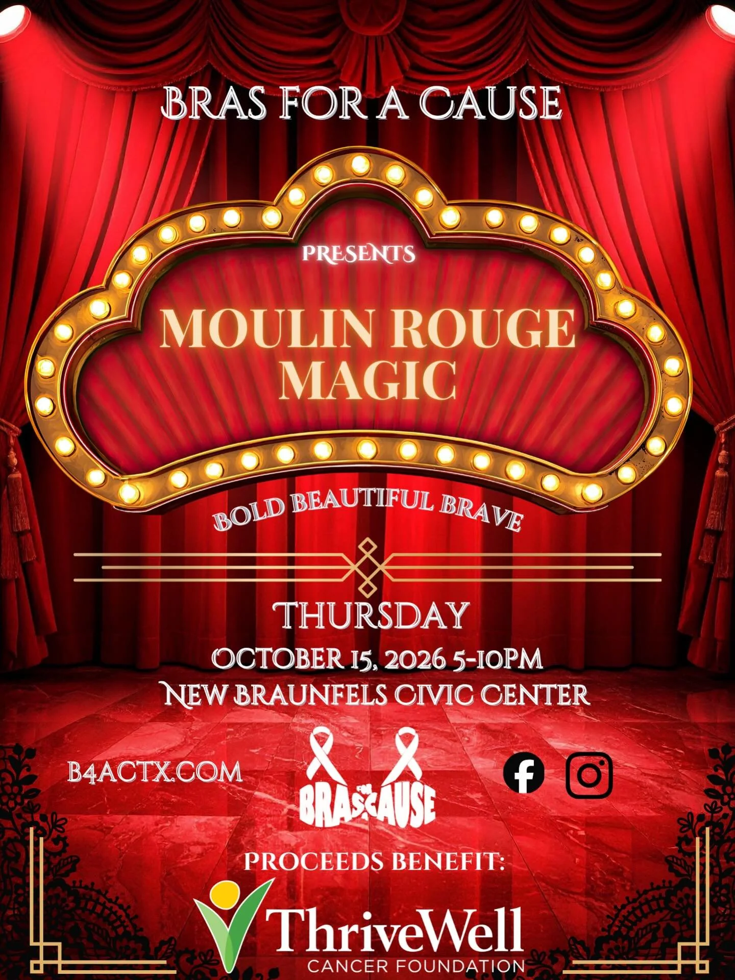 ✨Bras for a Cause: Moulin Rouge Magic ✨

Who is ready to step into an unforgettable evening of glamour, fun, and purpose?! I know we are!!!

Join us for a night celebrating bold, beautiful, and brave individuals-all while supporting an incredible cau