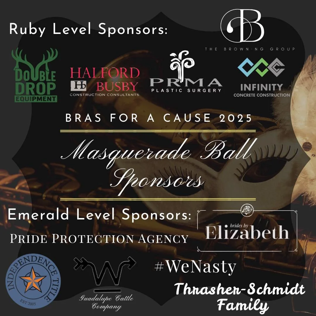 As we come together for Bras for a Cause 2025: The Masquerade Ball, we want to extend our deepest gratitude to our Ruby and Emerald Level Sponsors for making tomorrow evening possible. 💖

Your generosity helps us continue supporting local cancer war