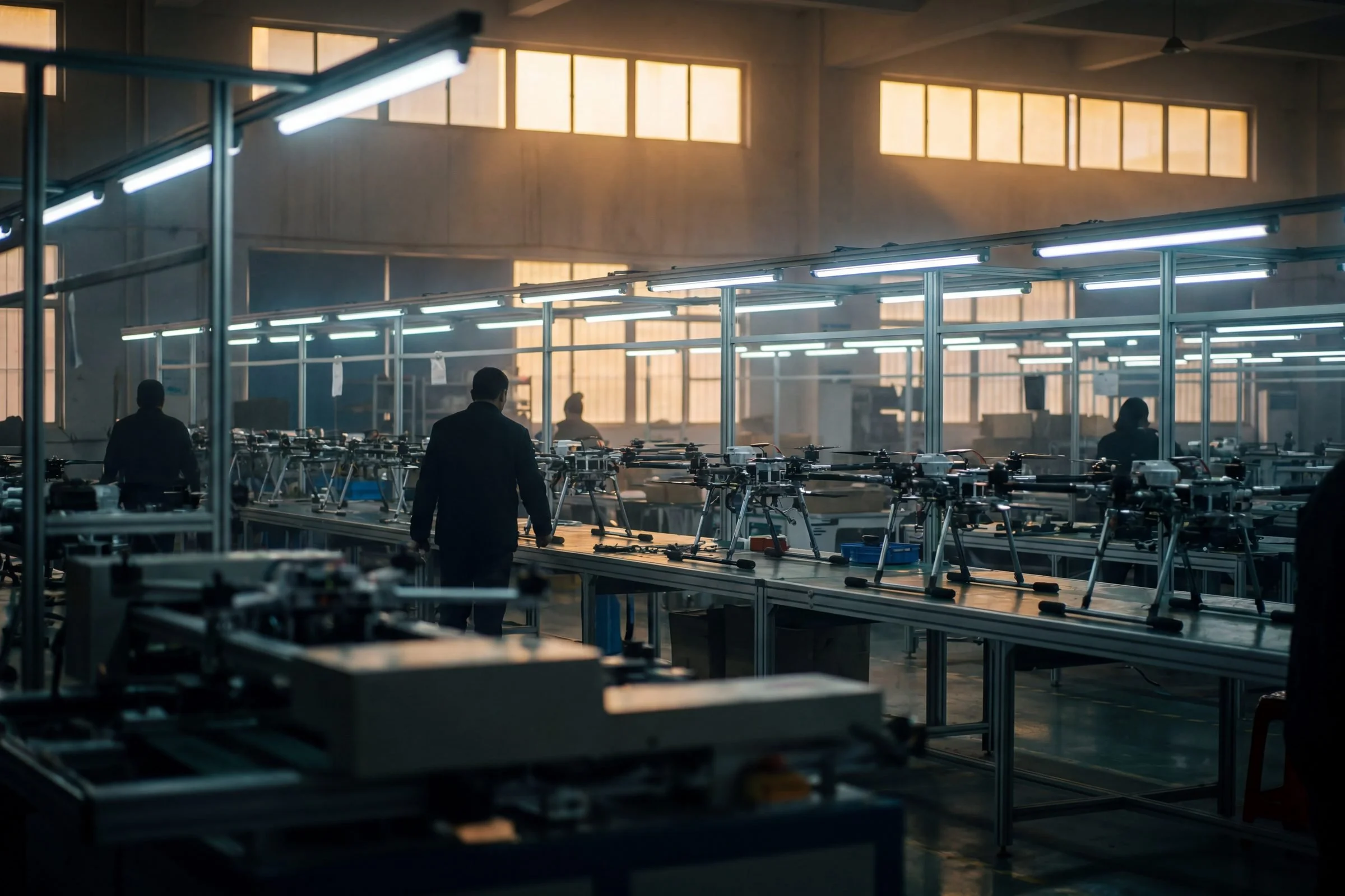 Industrial drone manufacturing facility assembly line domestic drone production Pentagon Drone Dominance program 2026