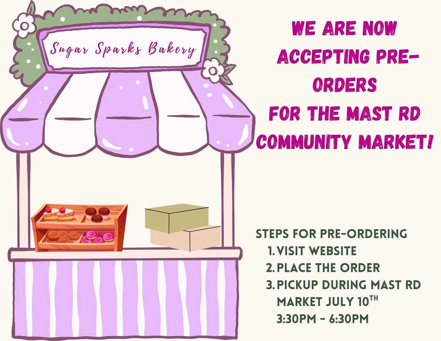 Visit www.sugarsparksbakery.com to preorder some desserts for next weeks. @mast.rdcm  Community Farm!