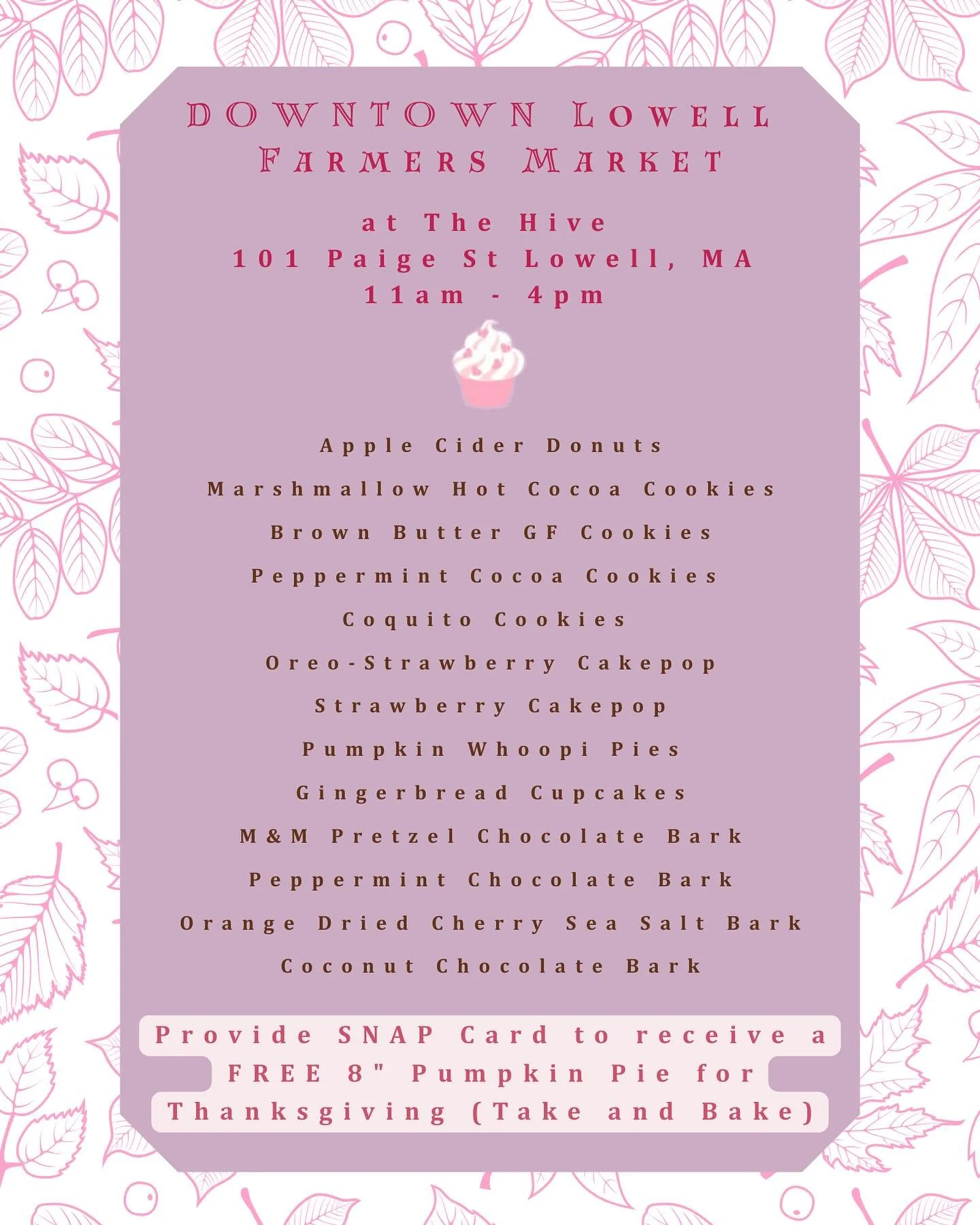 Menu ready for tomorrow @dtlfarmersmarket ! We hope to see you all there 🧁