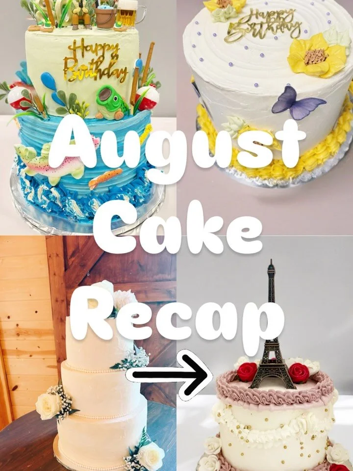 What a fun cake month August was!
Looking forward to many more in September!
Reminders: we are FULLY BOOKED for this coming weekend, and we will be closed on 9/6. 💜