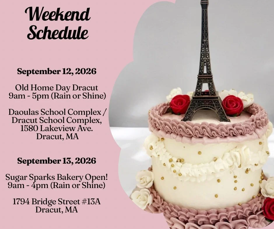 Weekend Schedule for Sugar Sparks Bakery! 
9/12 @dohd_2021 &amp; 9/13 Shop is open! #shoplocal #bakery #localbakery