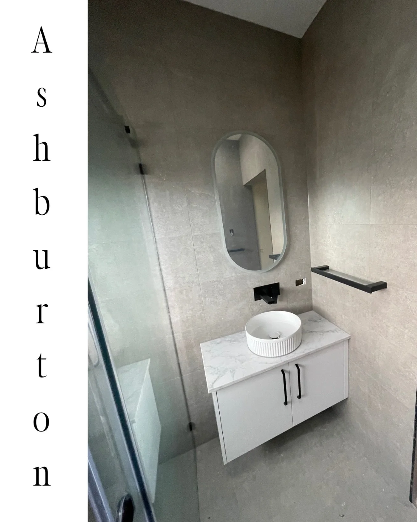 - Ashburton -
Update, peep mirror installed, shelf above the bench top in, towel rail in.
Quick electrical fit off to go, and then we can share the big before and after!