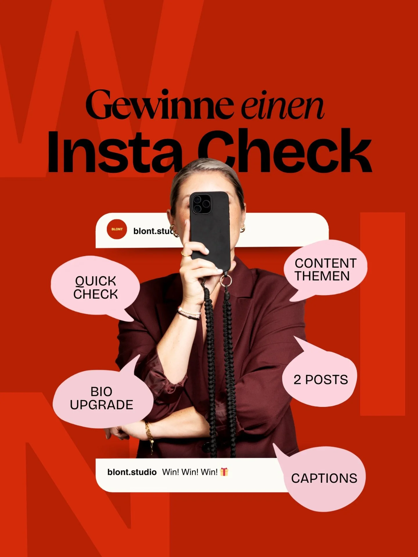 Dein Instagram l&auml;uft.
Aber da geht sicherlich noch mehr.

Gamechanger incoming: ✅ Der BLONT Business Account Check.

Was du gewinnst? 🎁
Einen klaren Blick von au&szlig;en auf dein Profil.
Wir zeigen dir, wie deine Bio besser auf den Punkt kommt