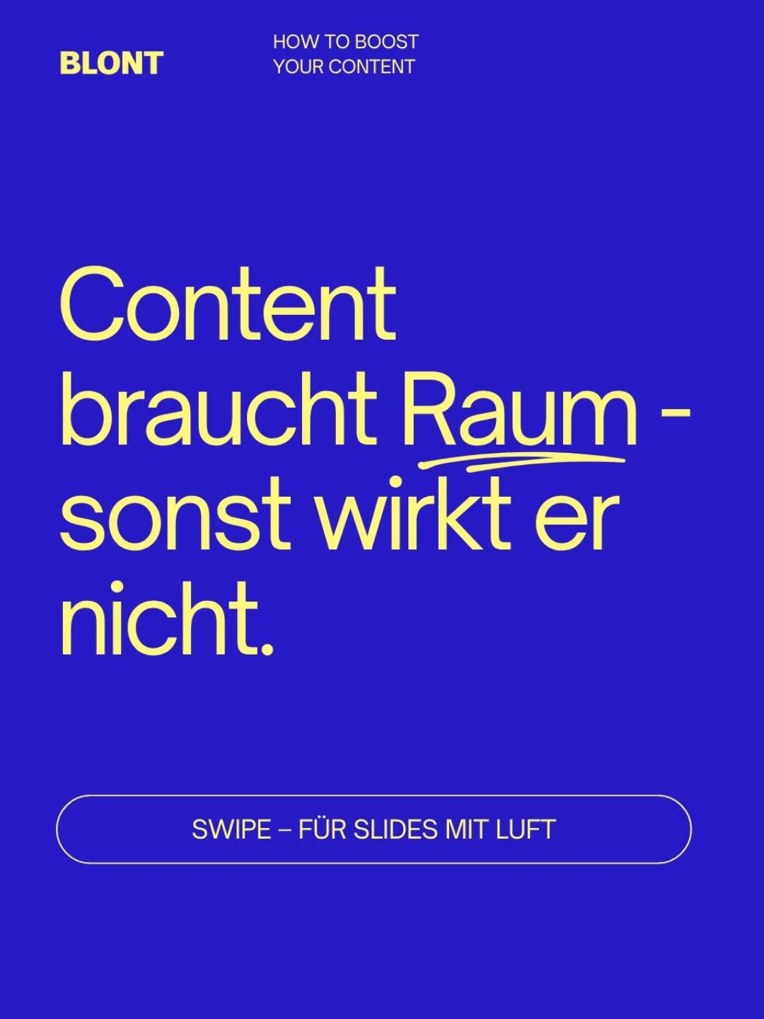 Content braucht Raum, sonst geht Wirkung fl&ouml;ten. Weniger Worte, mehr Relevanz = mehr Performance im Feed.

#BLONTbreakdowns #SocialStrategy #ContentBoost