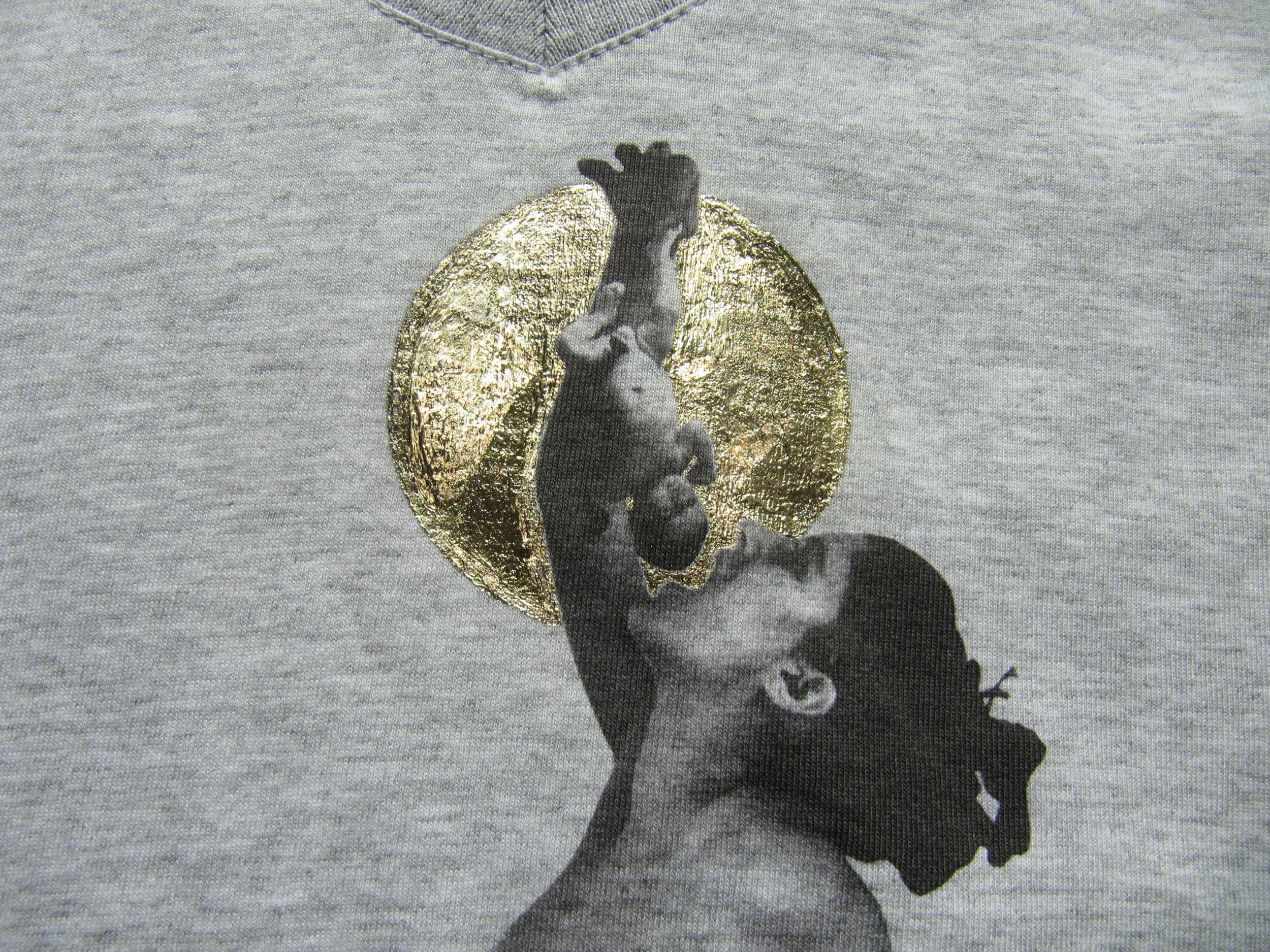 print and gold leaf on t-shirt